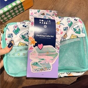 Roller Rabbit Kids Packing Cube Set - Teal and White